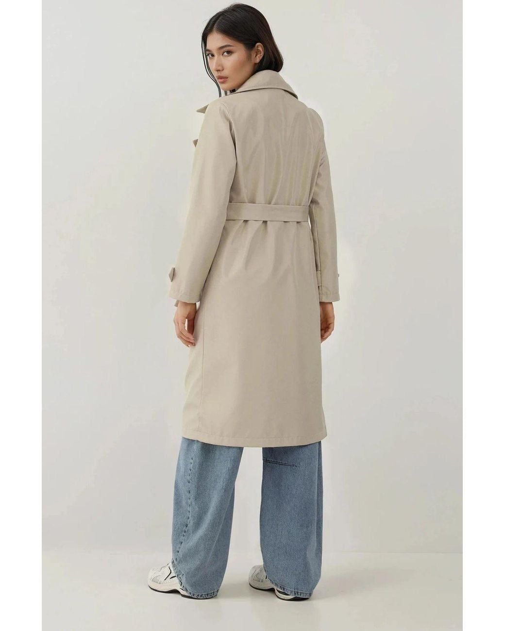 Bigdart Natural Double Breasted Long Trench Coat