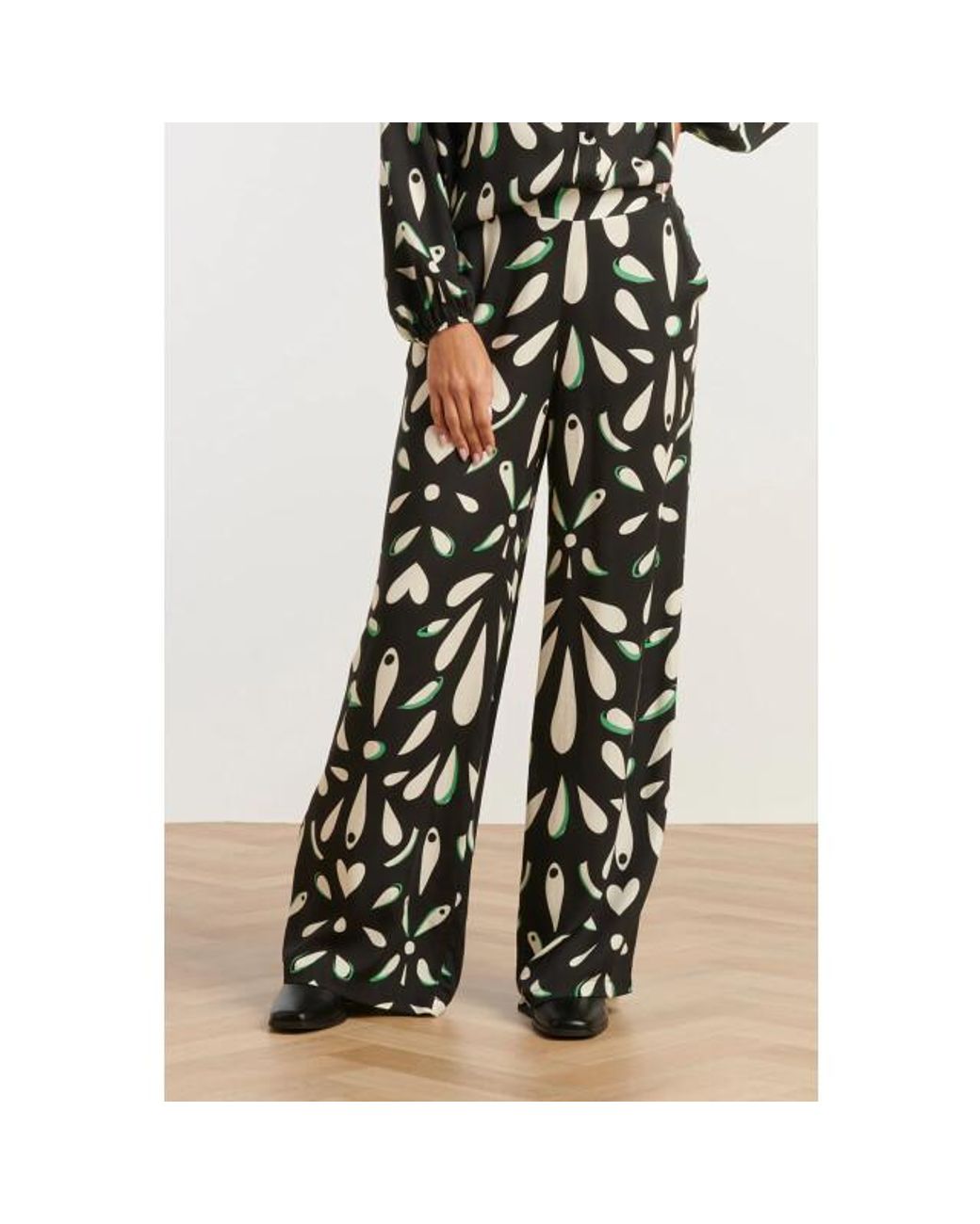 Smashed Lemon Ornament Geprint Broek in het Black