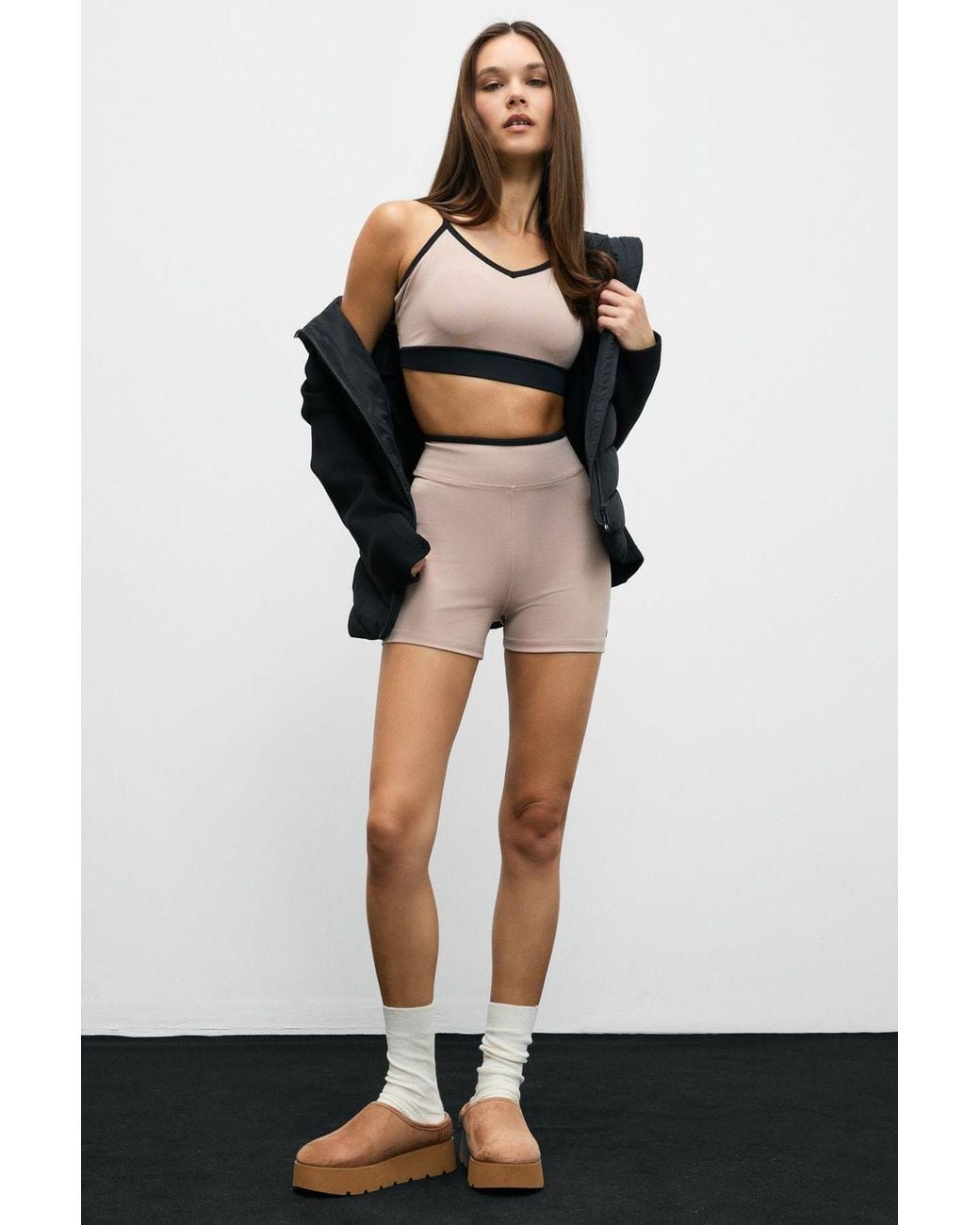 Grimelange White High Waist Skinny Cycling Shorts