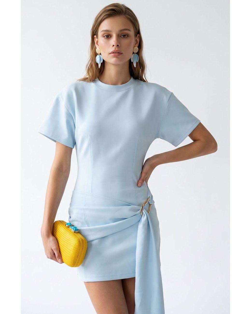 MixRay Blue Crepe Woven Mini Dress