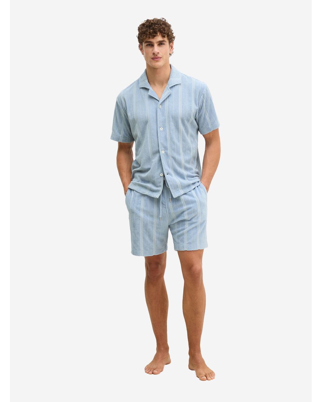 Marc O' Polo Marc O'Polo Mannen Pyjama Top Terry Towel in het Blue voor heren