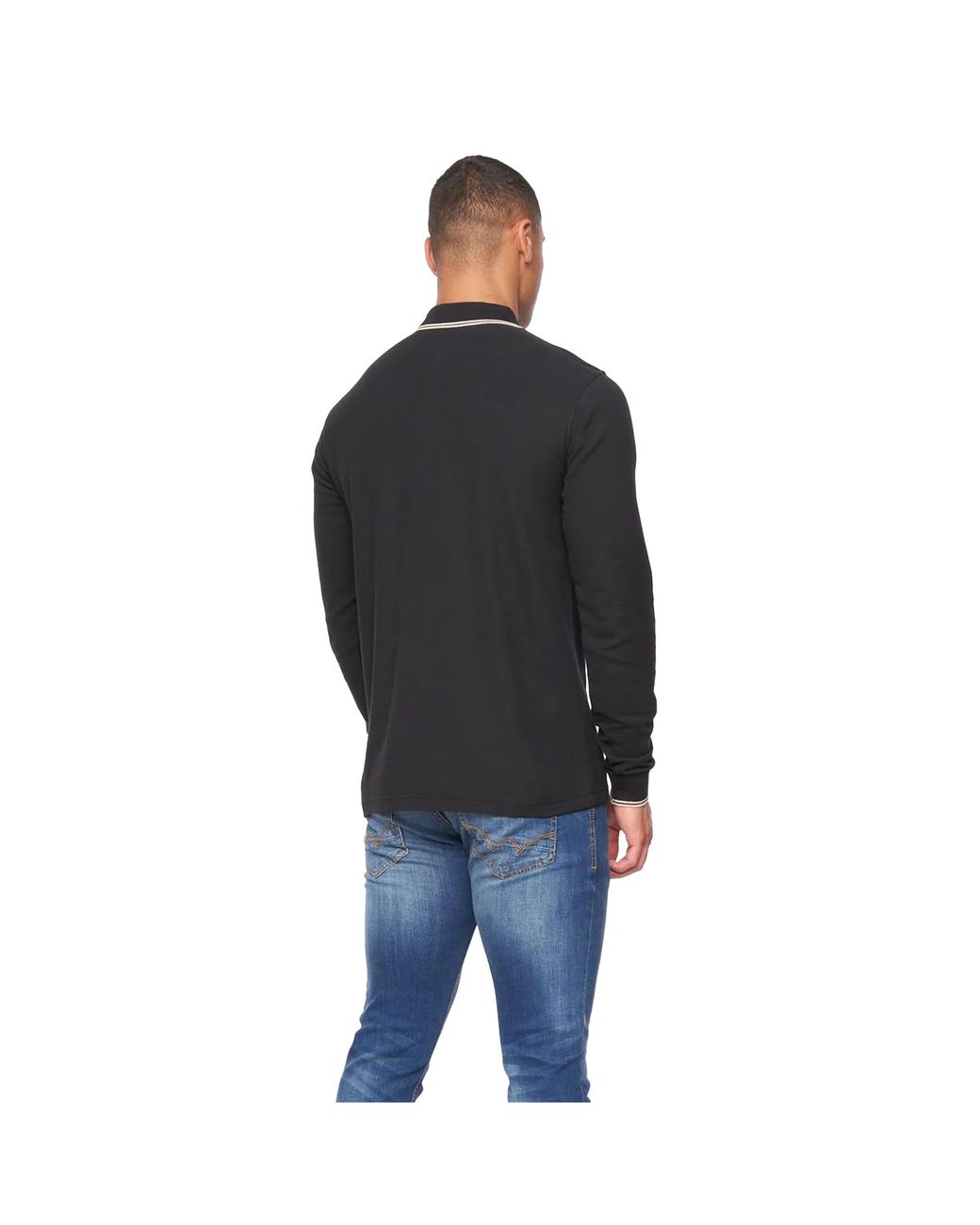 Duck and Cover Black Roxberry Long-Sleeved Polo Shirt Cotton for men