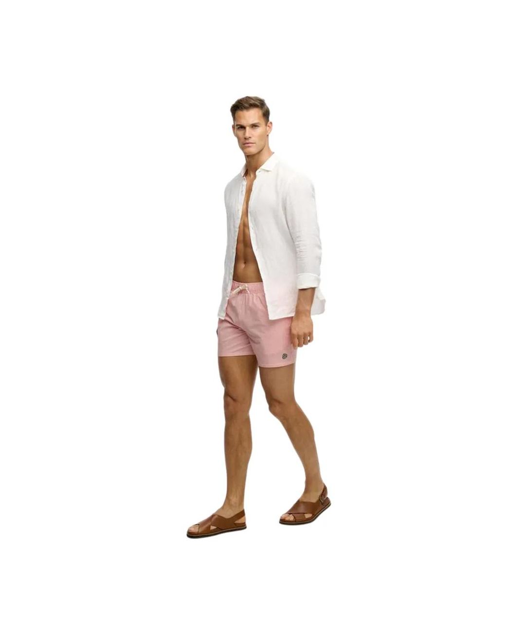 Superdry Pink Seer Sucker Swimsuit for men