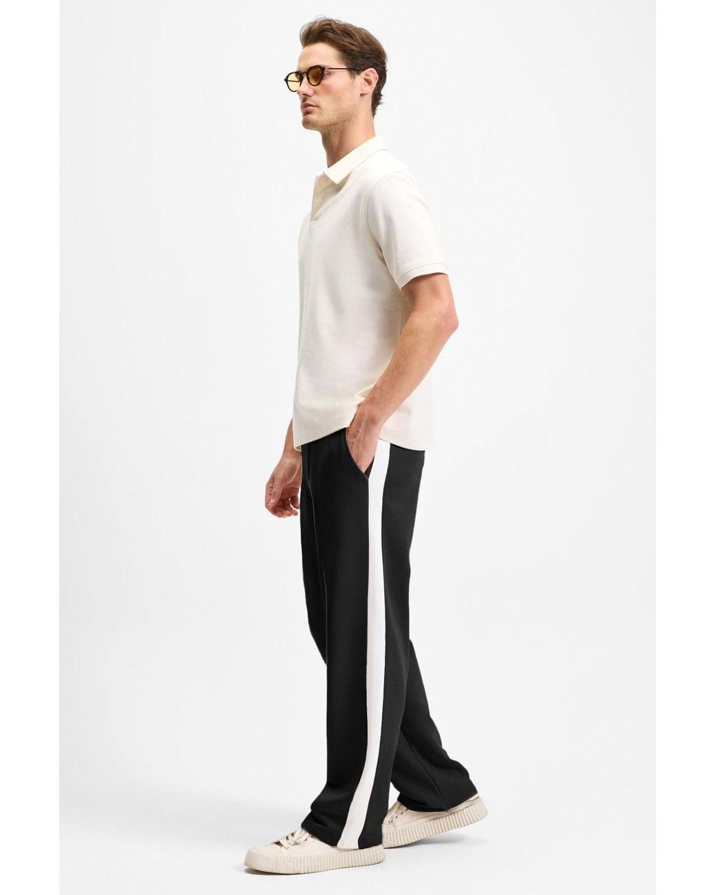 Grimelange Black Relaxed Straight Leg Joggers for men