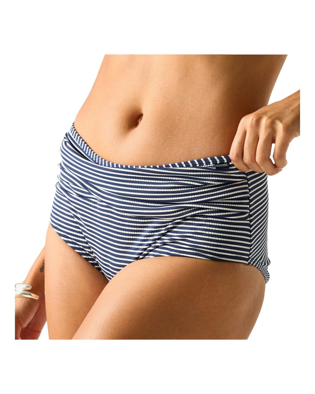 Regatta Loria Stripe Seersucker Bikinibroekje (Marine, Wit) in het Blue