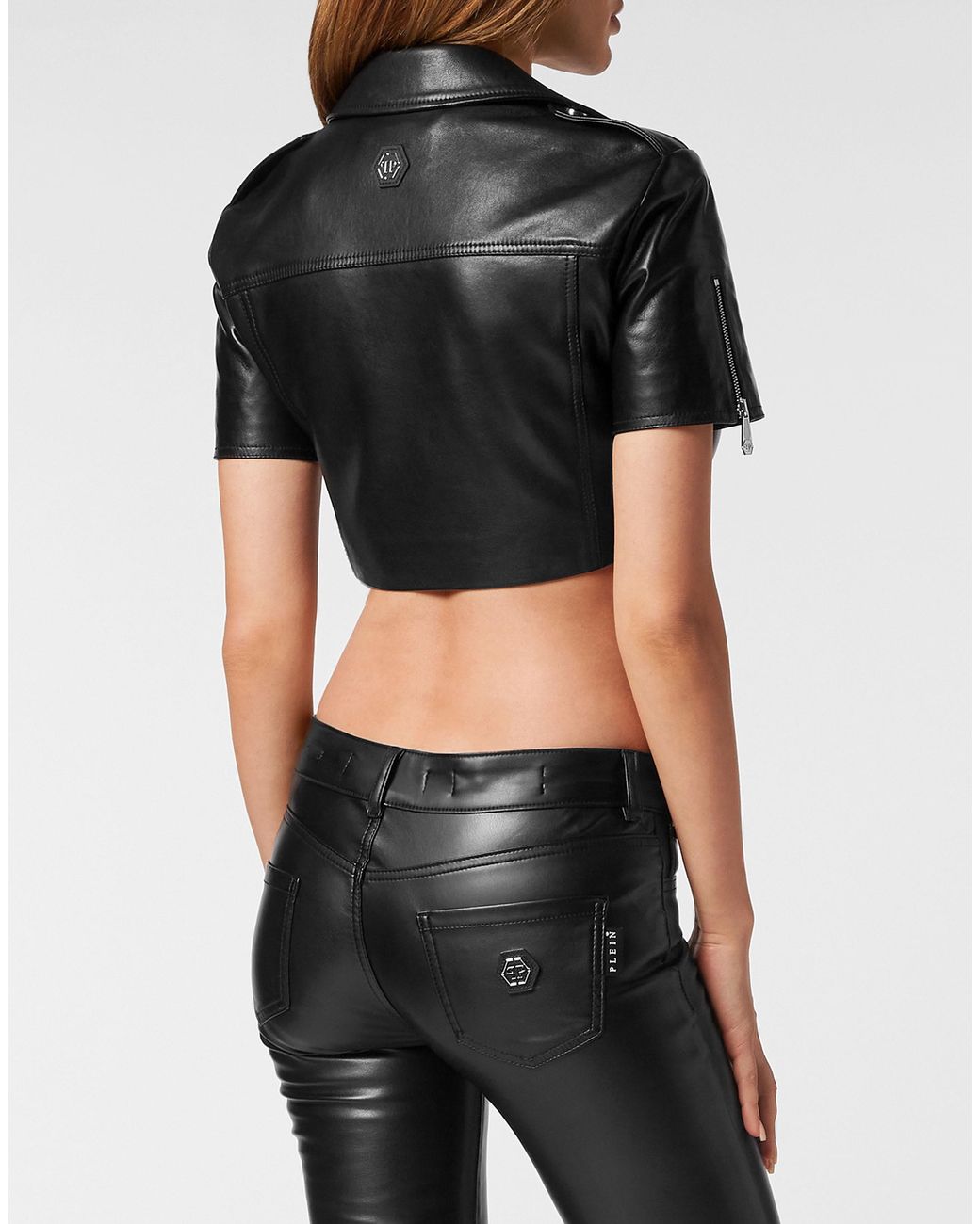 Philipp Plein Leren Jas in het Black