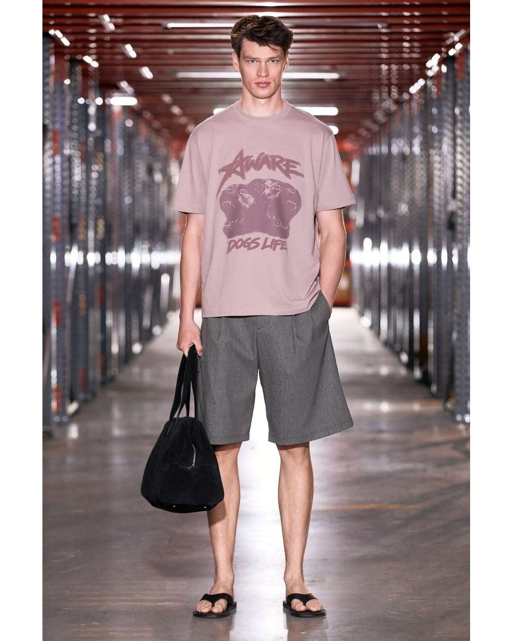 Grimelange Pink Printed Crew Neck T-Shirt for men