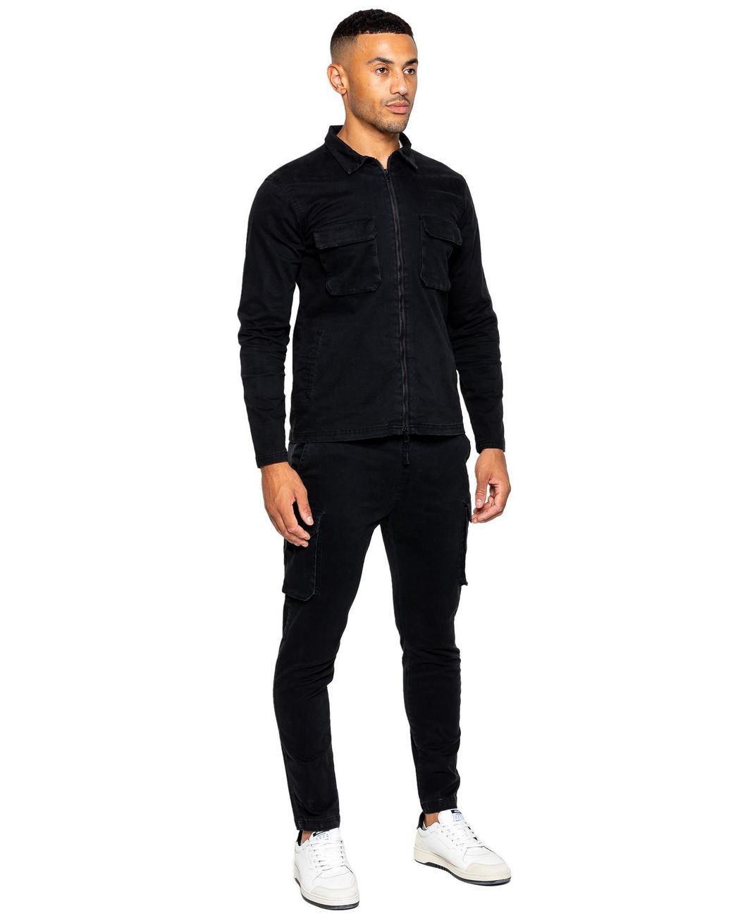 Enzo Cargo Tracksuit Set in het Black voor heren