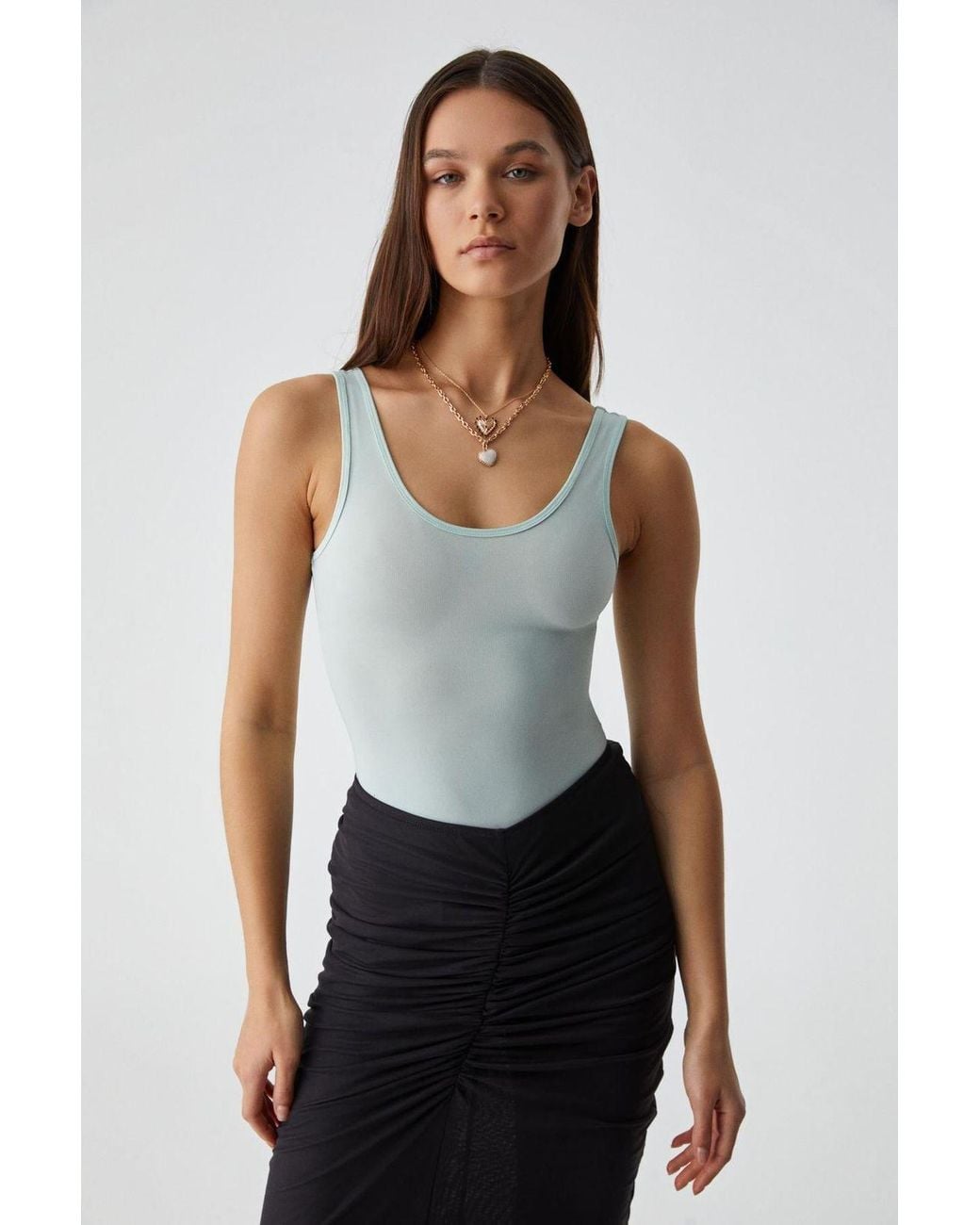 Grimelange Multicolor Slim Fit U-Neck Snap Tank Top
