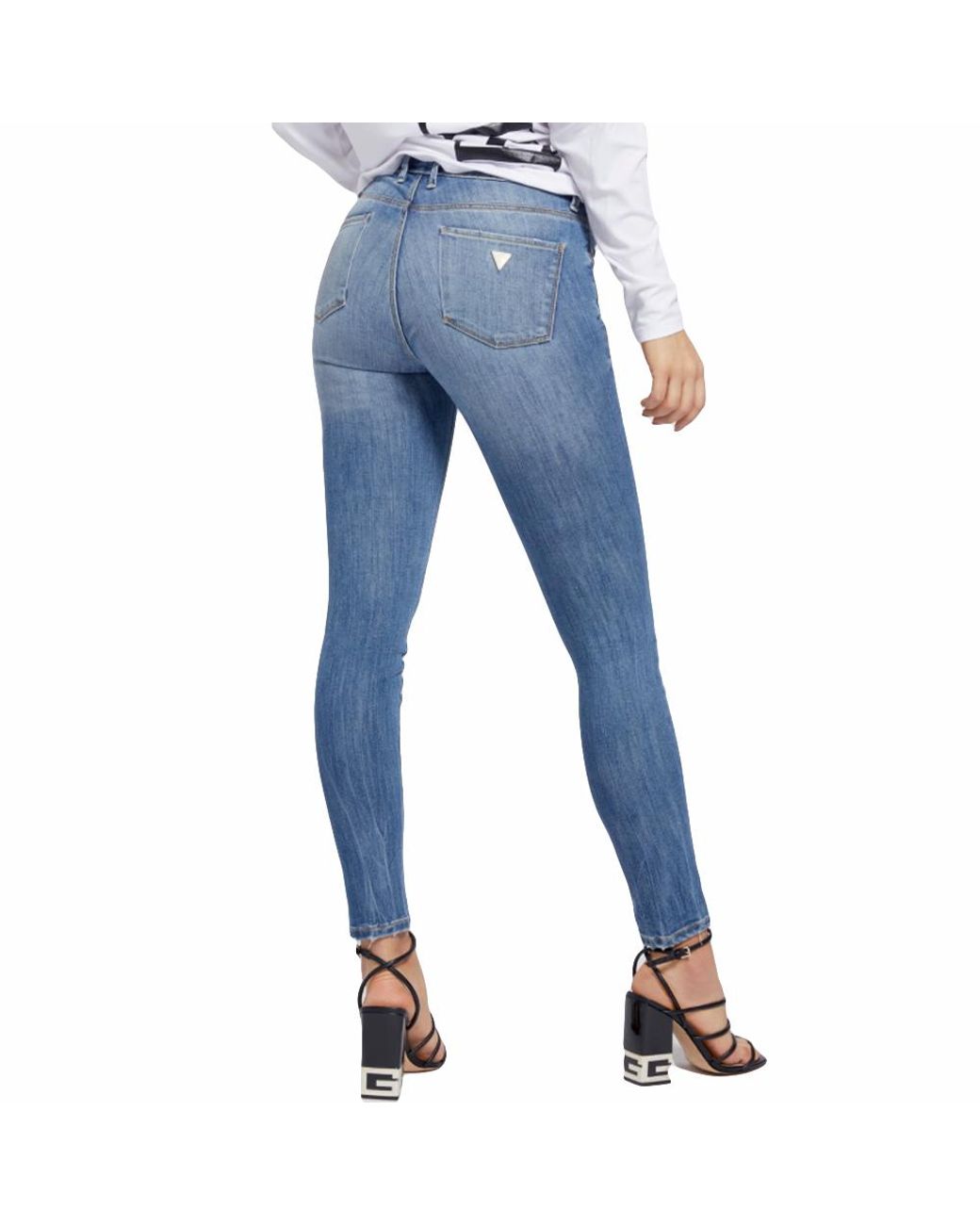 Guess Damesjeans Met Logo-Dreieck in het Blue