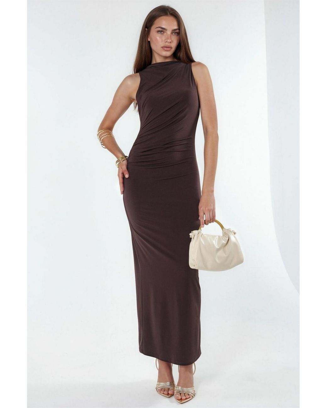 Hiccup Multicolor Ruched Detail Bodycon Maxi Dress
