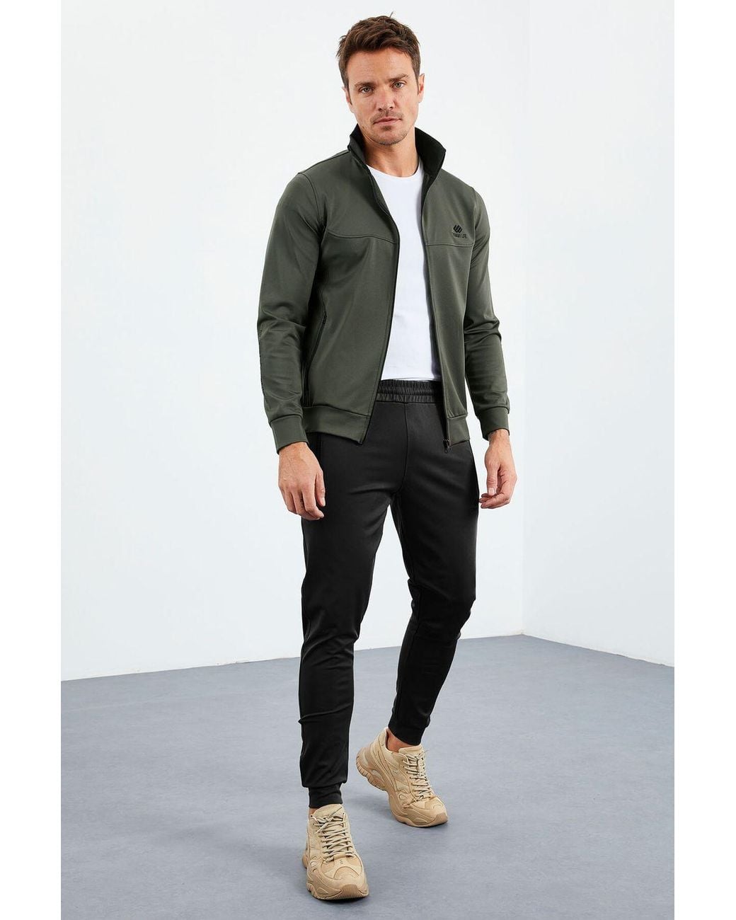 TOMMY LIFE Green Scuba Knit Sweatshirt And Pants Set for men