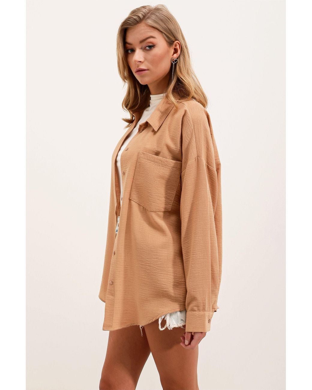 Bigdart Natural Linen Blended Shirt With Button Closure