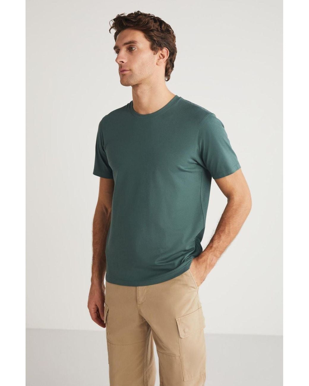 Grimelange Green Classic Crew Neck T-Shirt for men