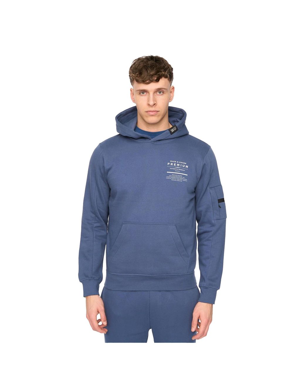 Duck and Cover Blue Rayland Cotton Blend Hoodie (Denim) for men