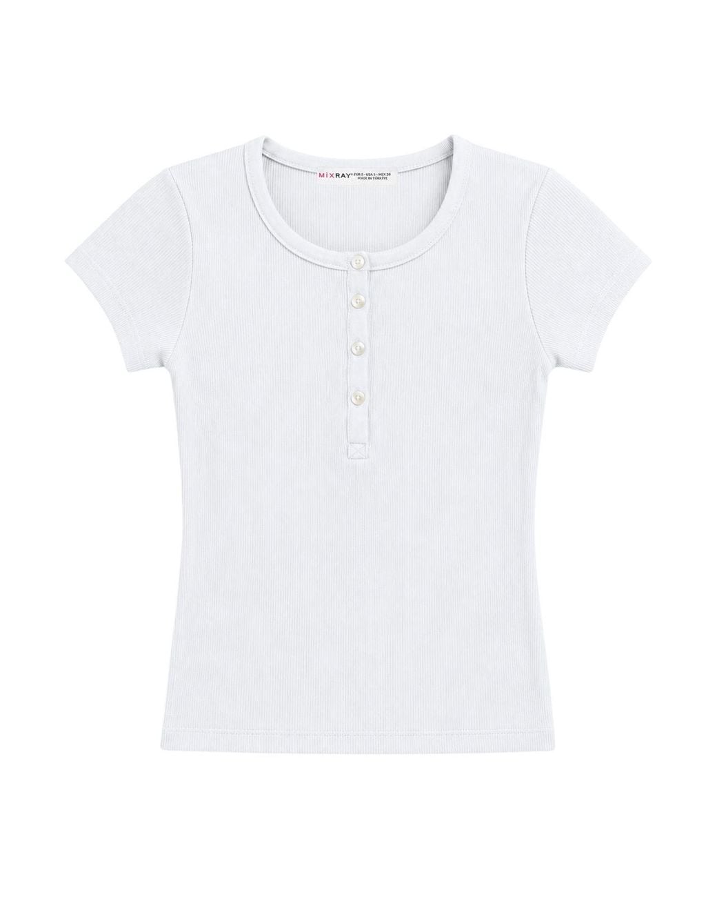 MixRay White Cotton Fitted Button Tank Top