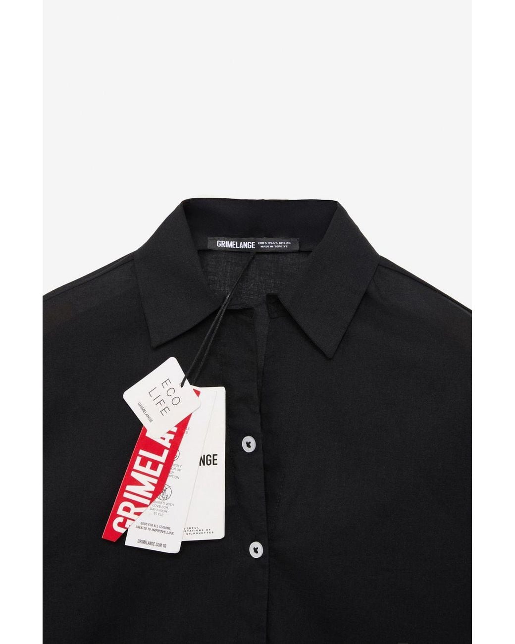 Grimelange Black Oversized Poplin Button Shirt
