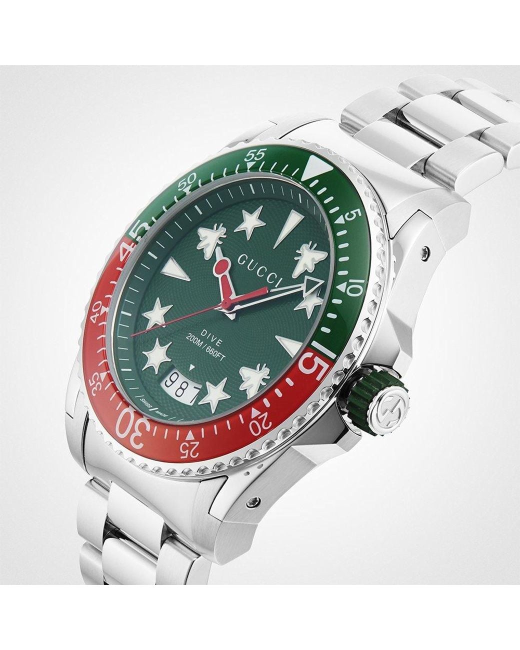 Gucci Ya136222 Duik Herenhorloge 45Mm in het Metallic voor heren