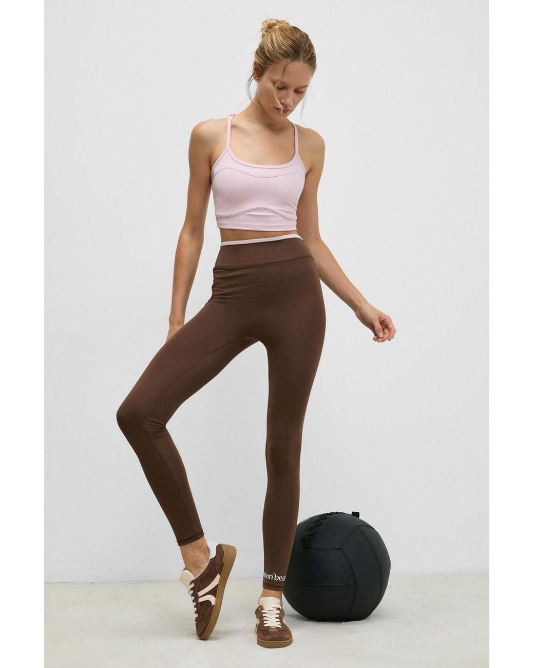 Grimelange Brown High Waist Slim Fit Leggings