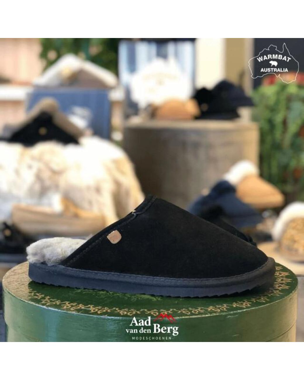 Warmbat Pantoffels in het Black voor heren