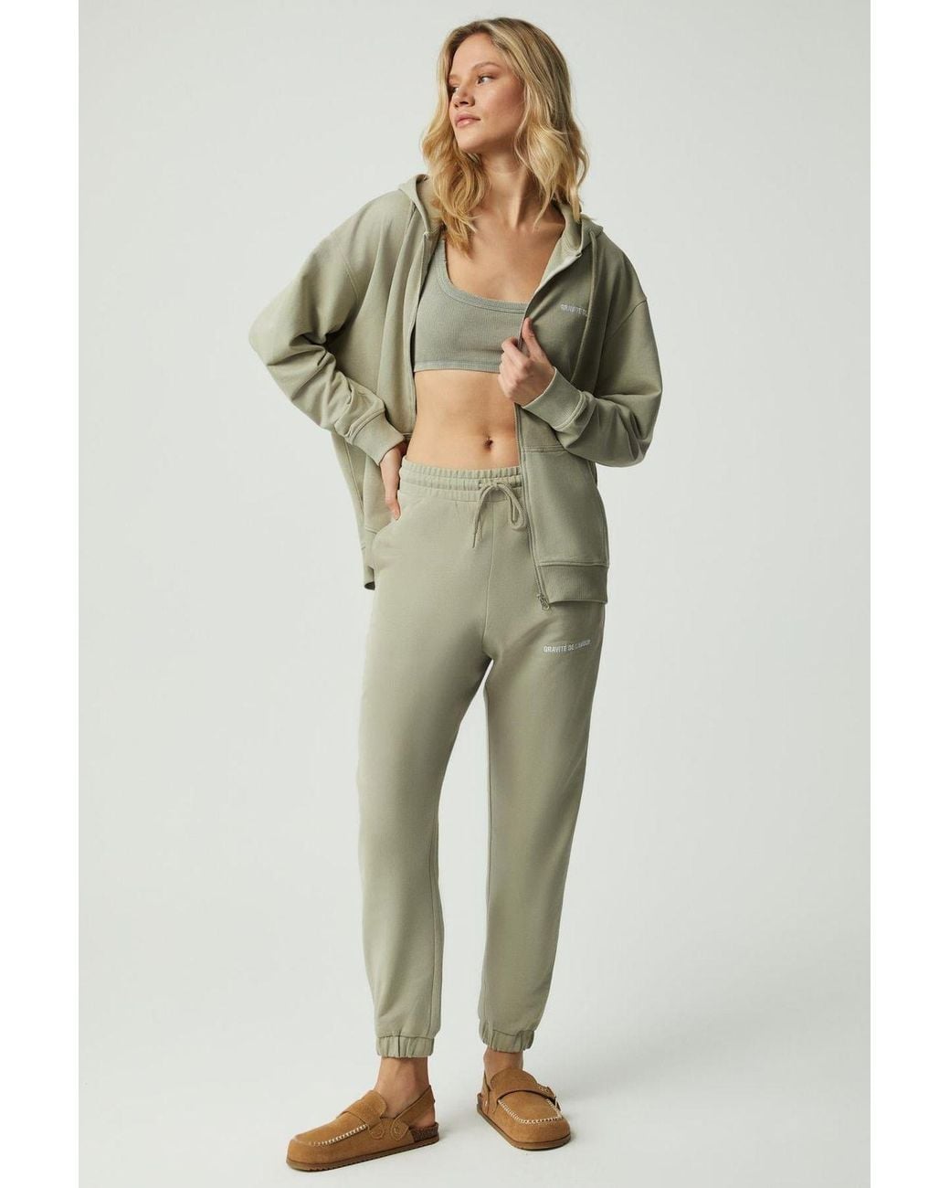 Grimelange Green Elastic Waist Tapered Joggers