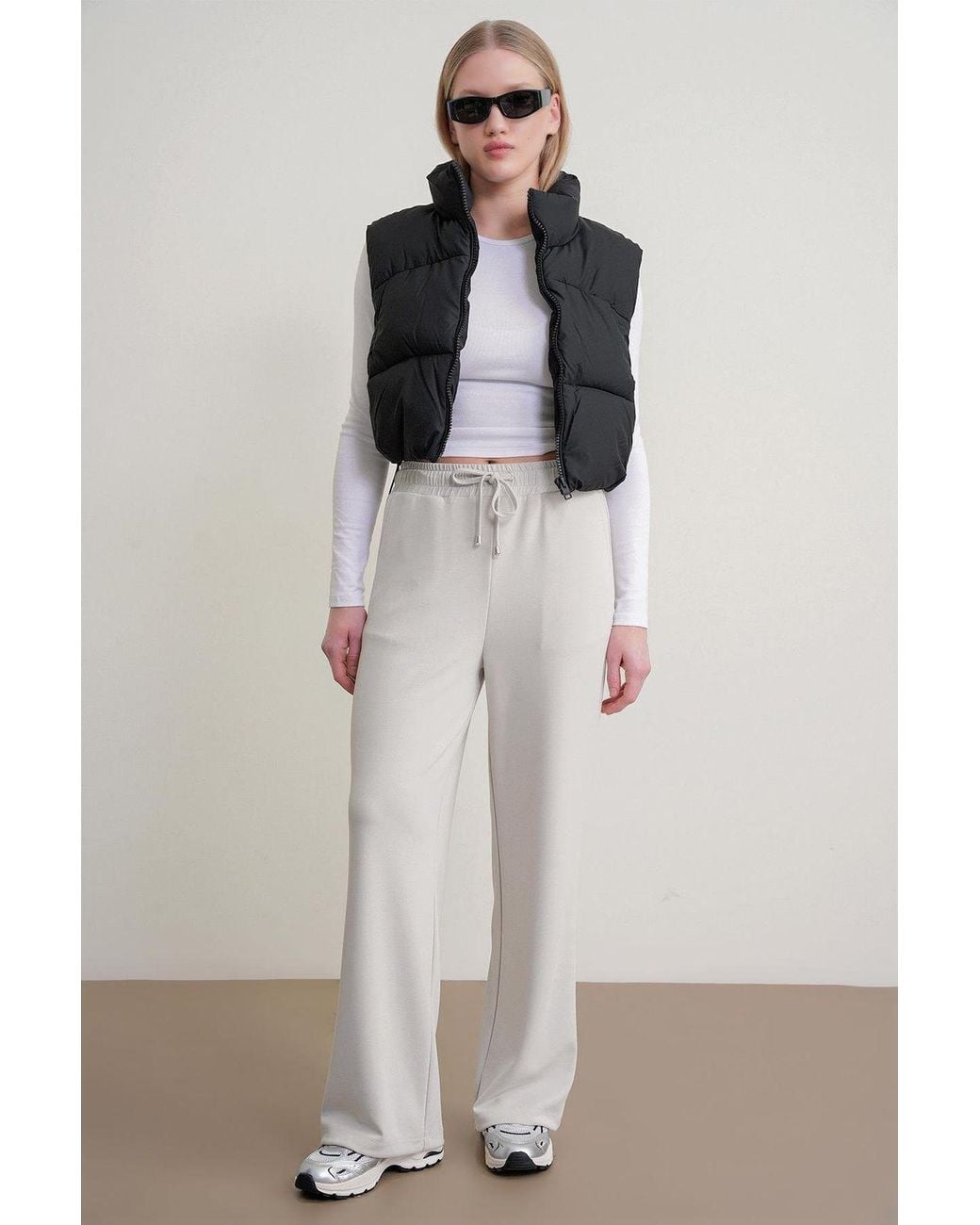 MixRay Gray High Waist Pull On Straight Leg Pants With Pockets