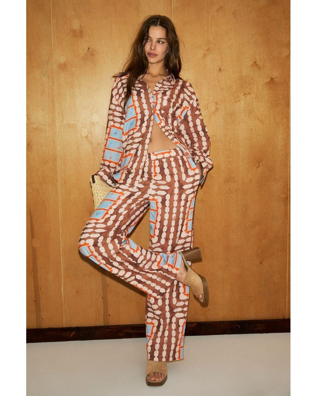 Grimelange Brown Straight Pull-On Pants