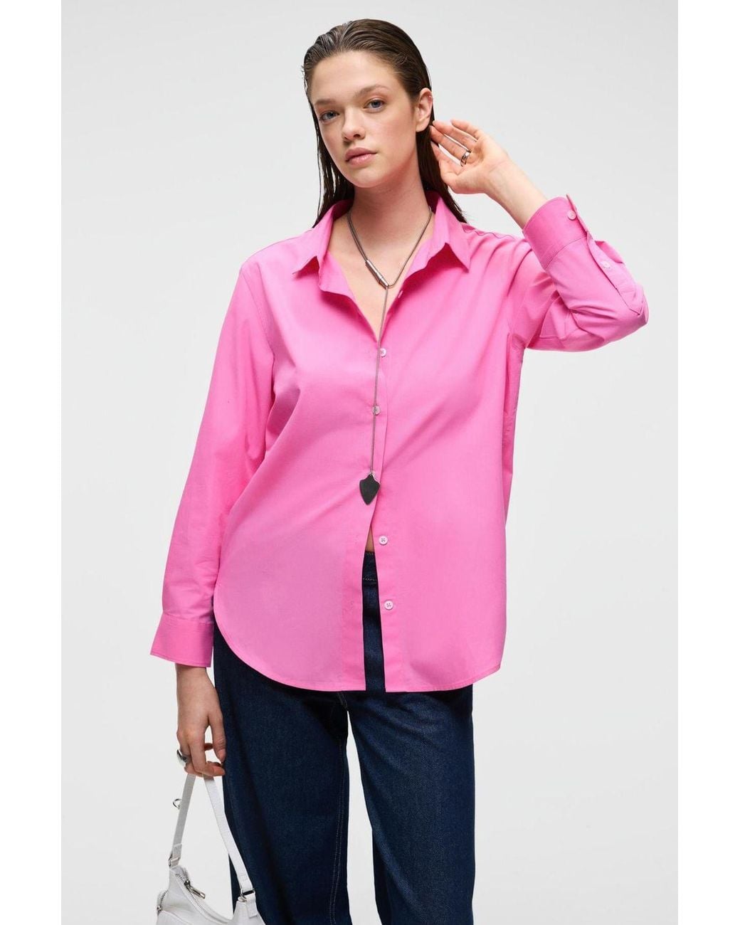 Grimelange Pink Oversized Long Sleeve Shirt