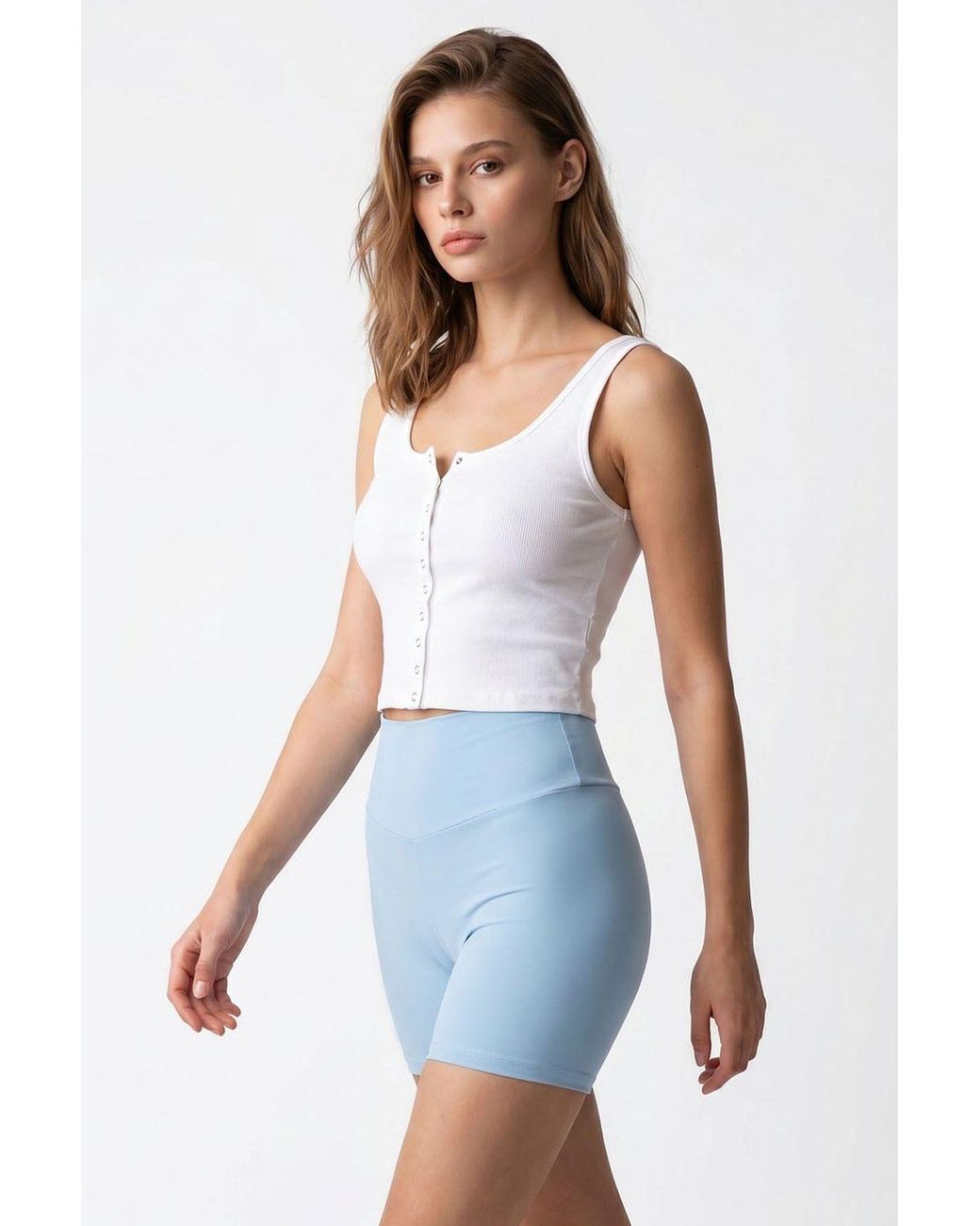 MixRay Blue High-Waist Skinny Cycling Shorts