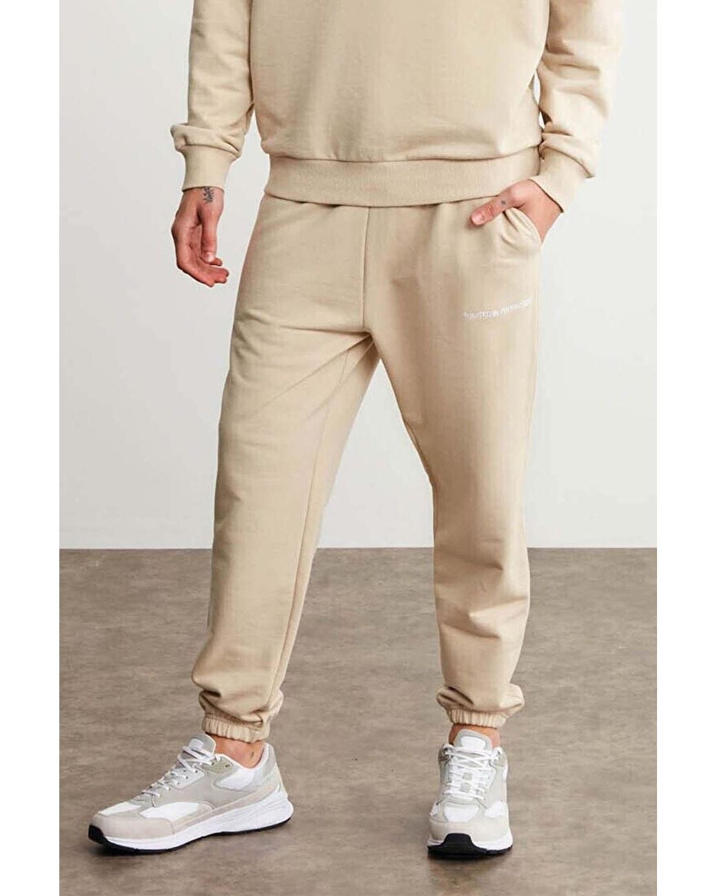 Grimelange Natural Elastic Waist Long Joggers for men