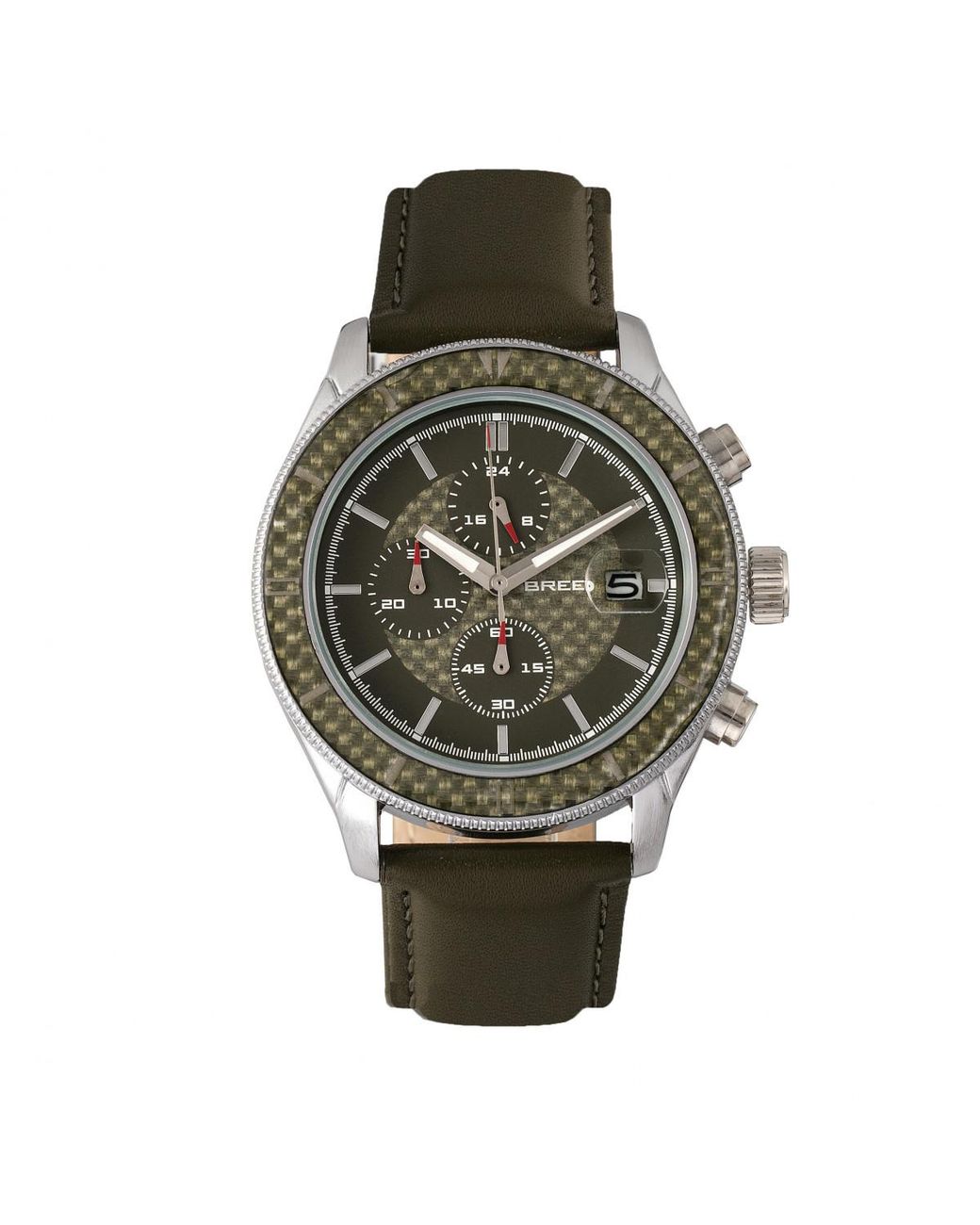 Breed Green Maverick Chronograph Leather-Band Watch W/Date for men