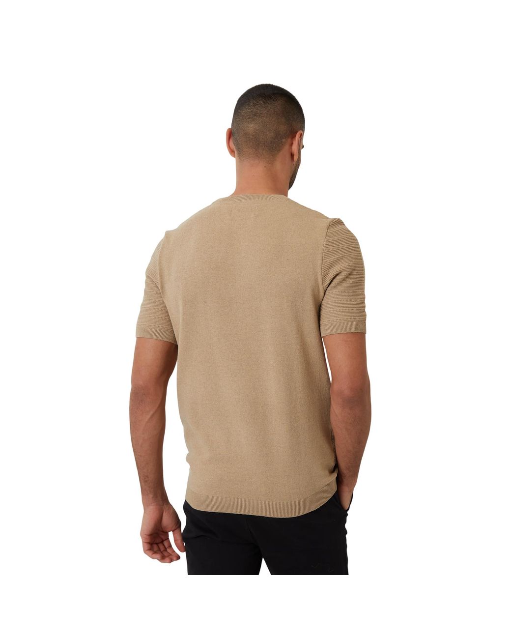 Threadbare Textured Rib Knit Regular T-Shirt in het Brown voor heren