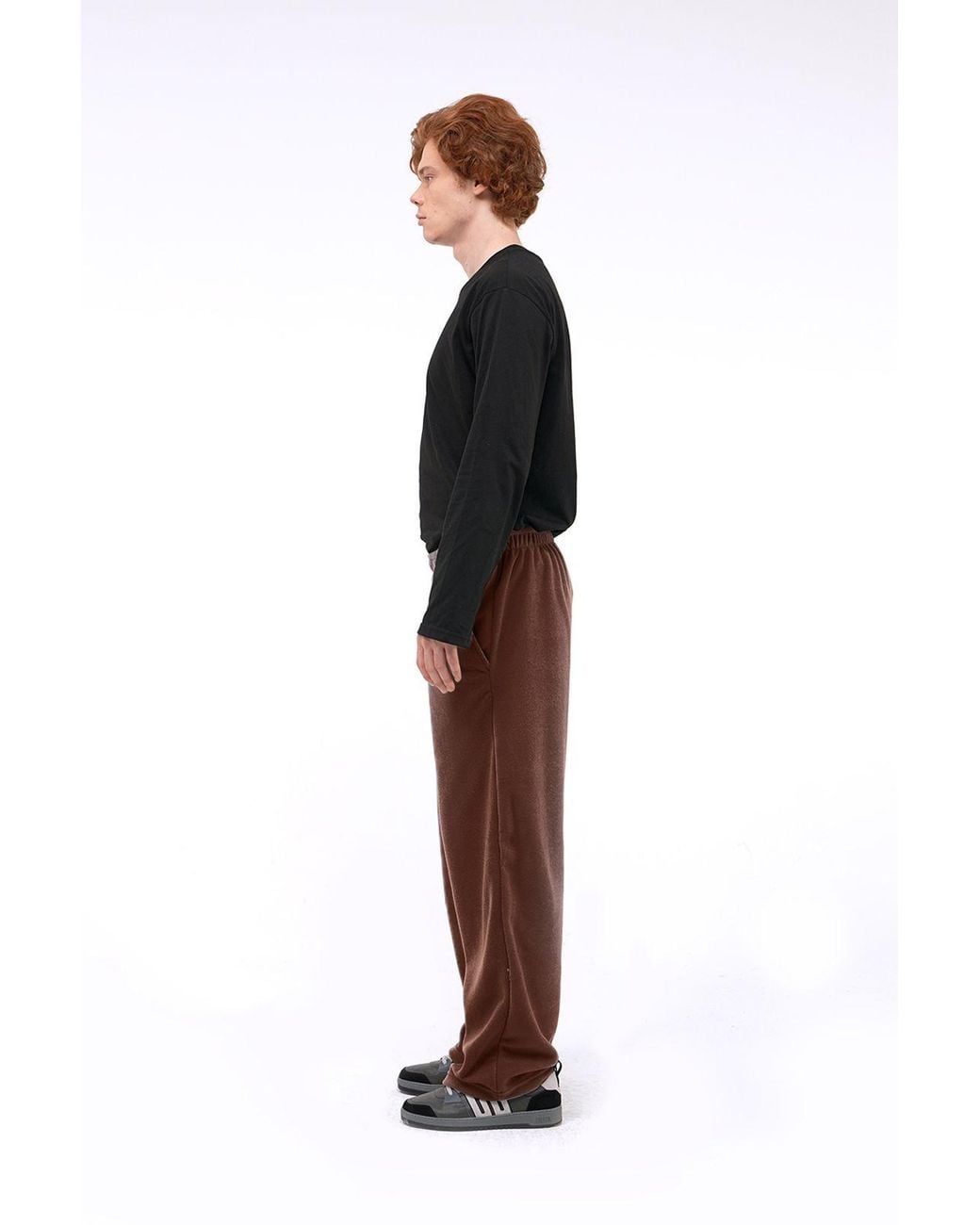 Giesto Brown Relaxed Fit Wide Leg Pull-On Pants for men