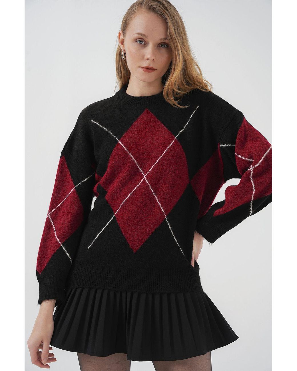 Bigdart Red Übergroßer Strickpullover