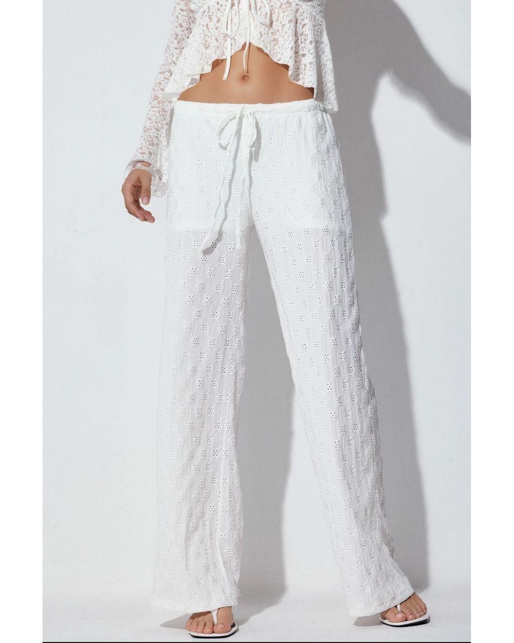 Busem White Cotton Straight-Leg Trousers