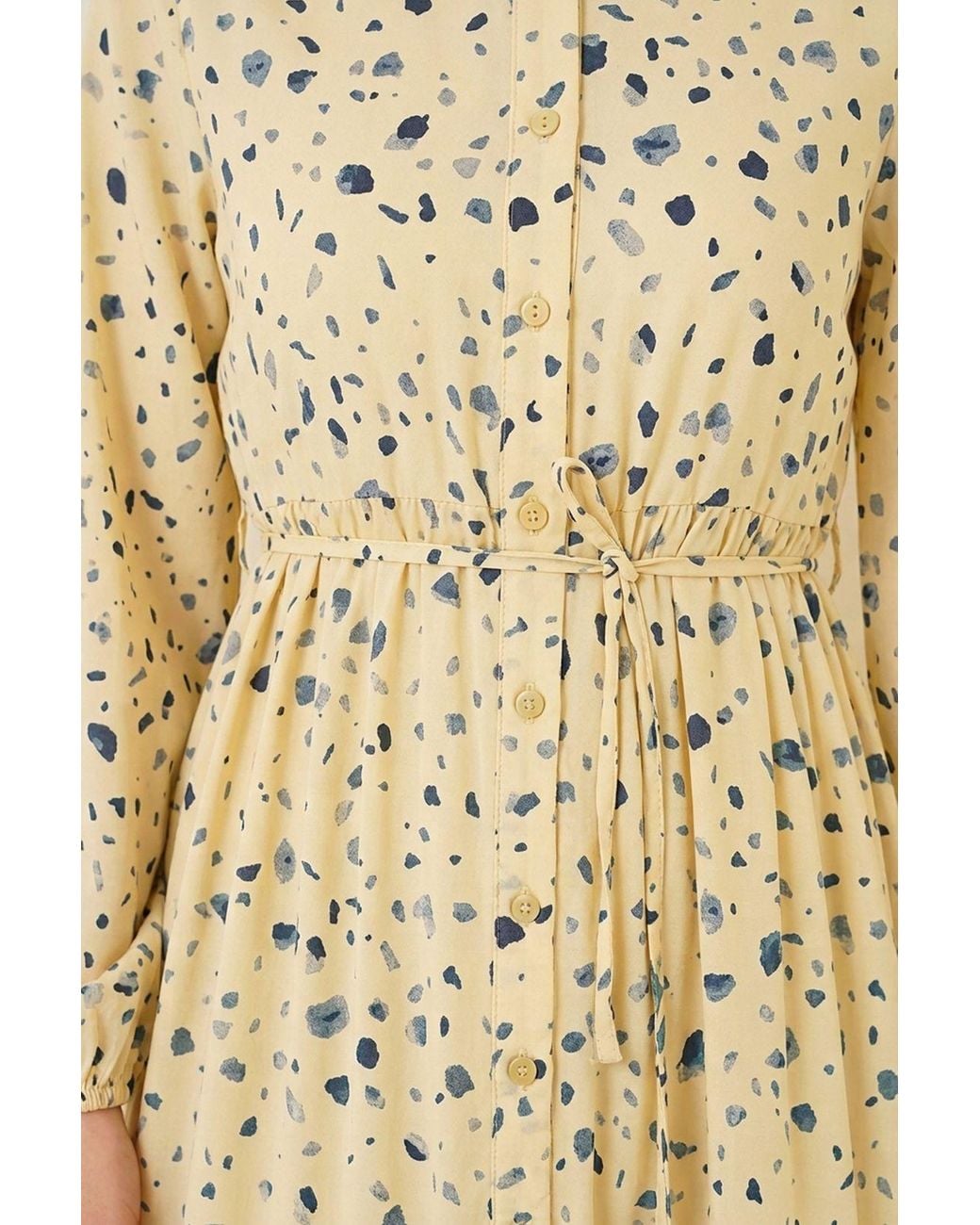 Bigdart Natural Buttoned Crew Neck Maxi Dress With Waistband