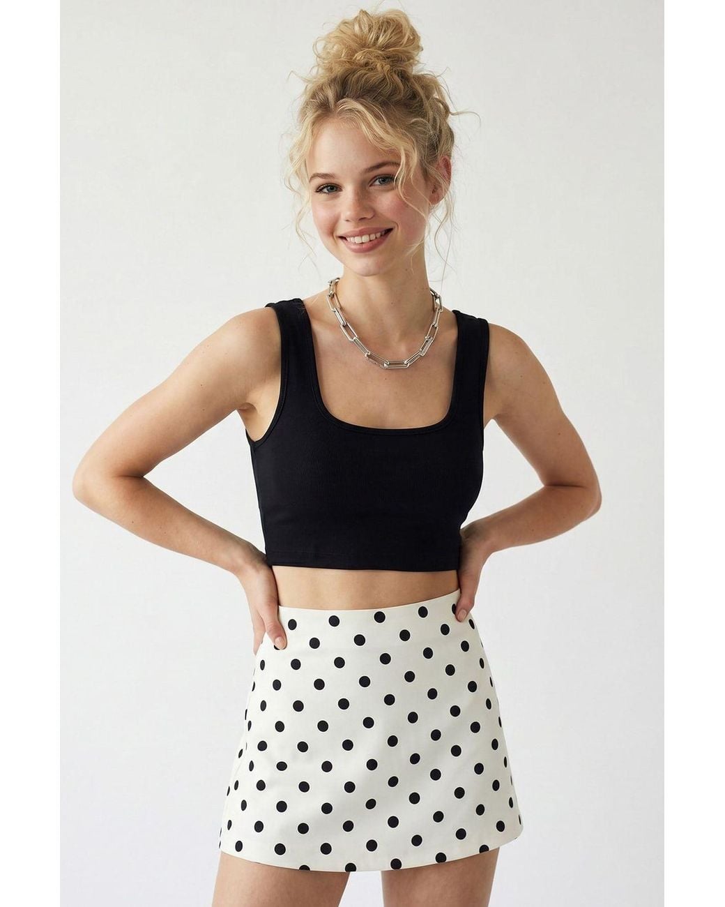 MixRay Black Fitted Square-Neck Crop Tank Top