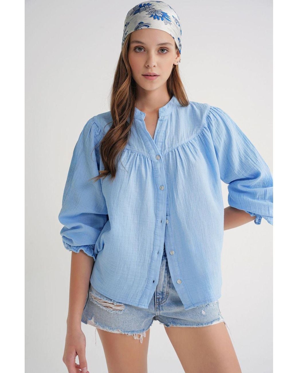 MixRay Blue Muslin Cotton Shirt
