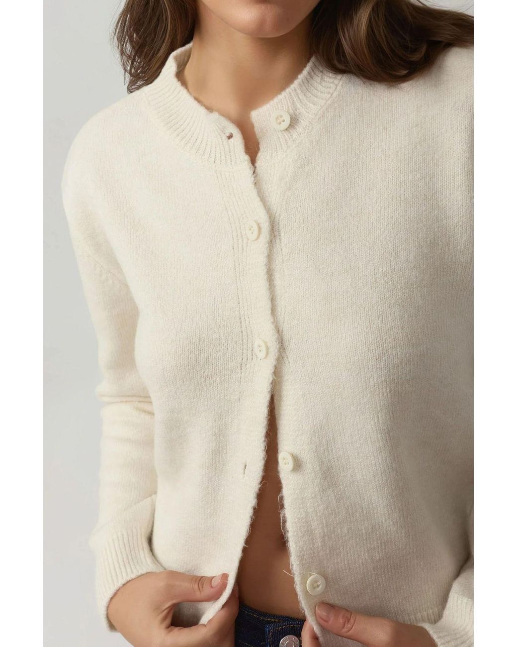 Hiccup Natural Crew Neck Knitwear Soft Touch Cardigan