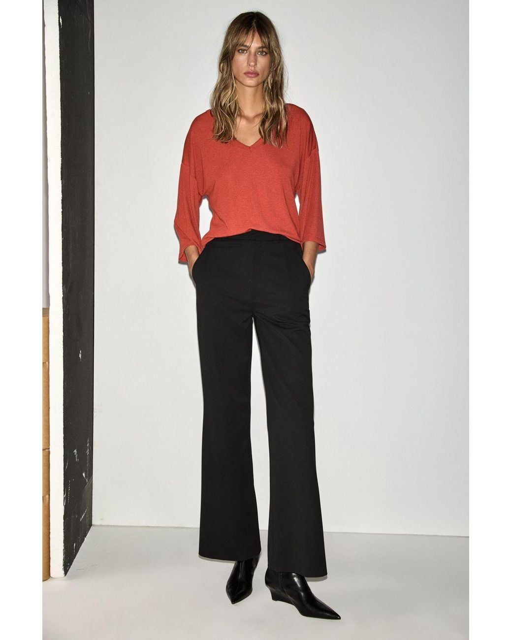 Grimelange Red Regular Fit Straight-Leg Pants