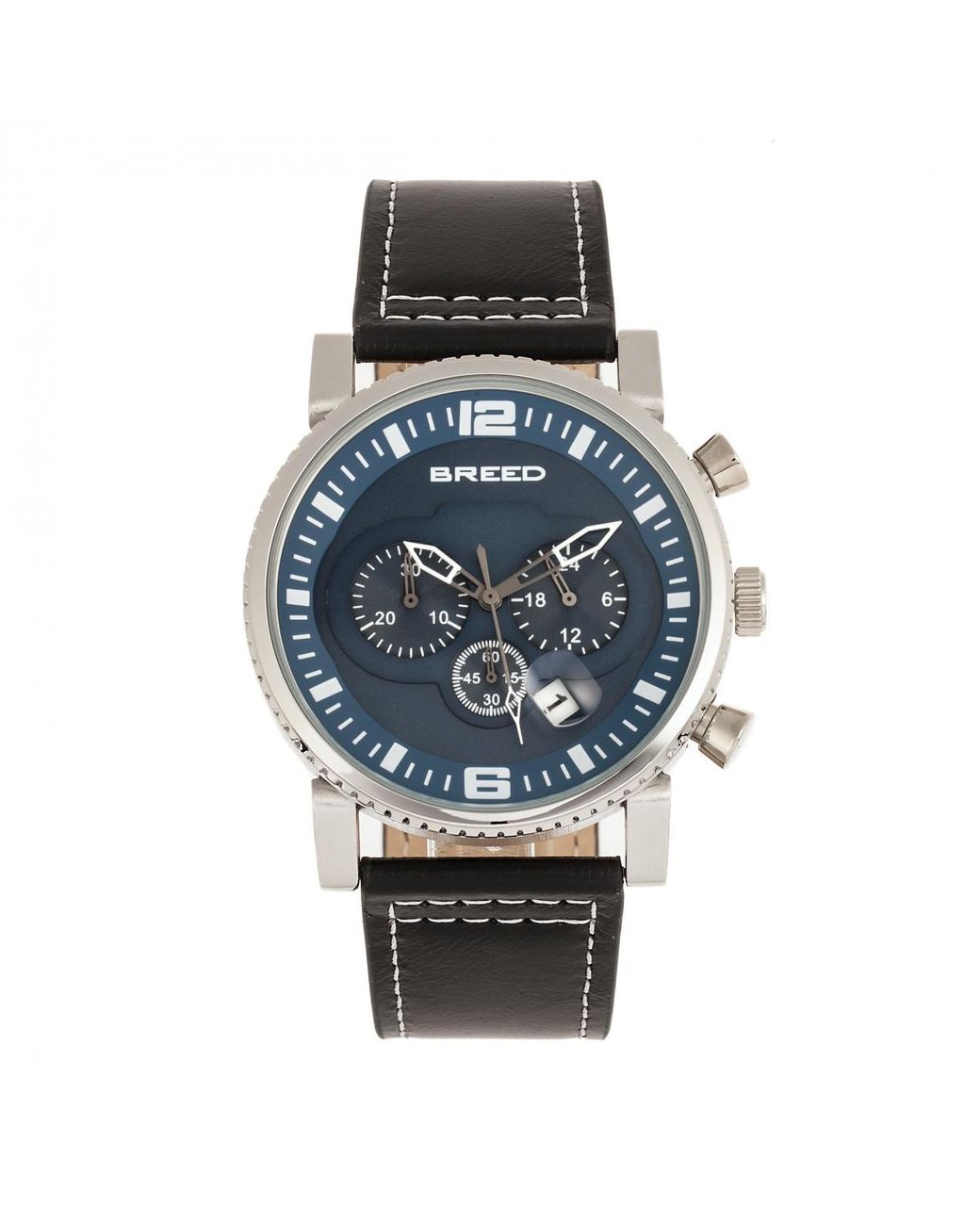 Breed Blue Ryker Chronograph Leather-Band Watch W/Date for men