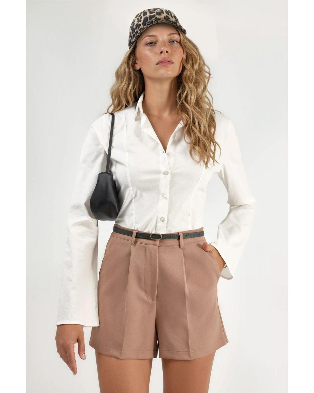 Hiccup Natural High Waist Wide Leg Mini Shorts