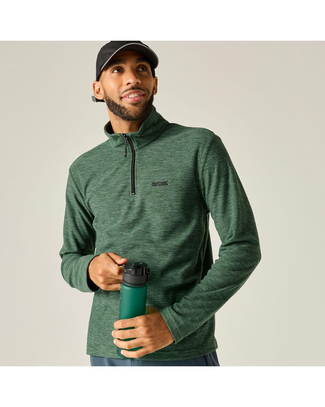 Regatta Green Thompson Marl Half Zip Fleece Jacket (Dark) for men