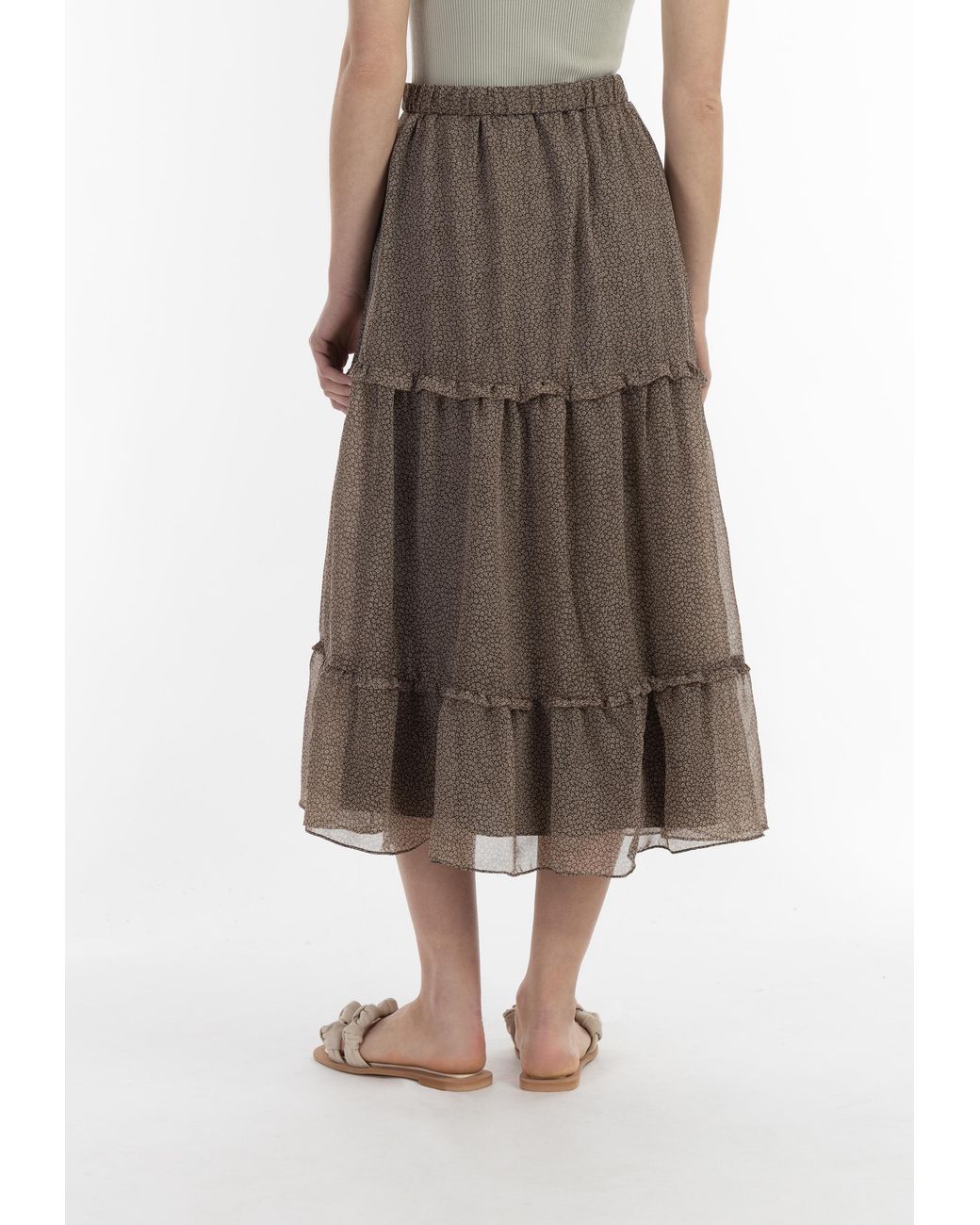 Dreimaster Maxi Rok Dames Olijf Wol Wit in het Brown