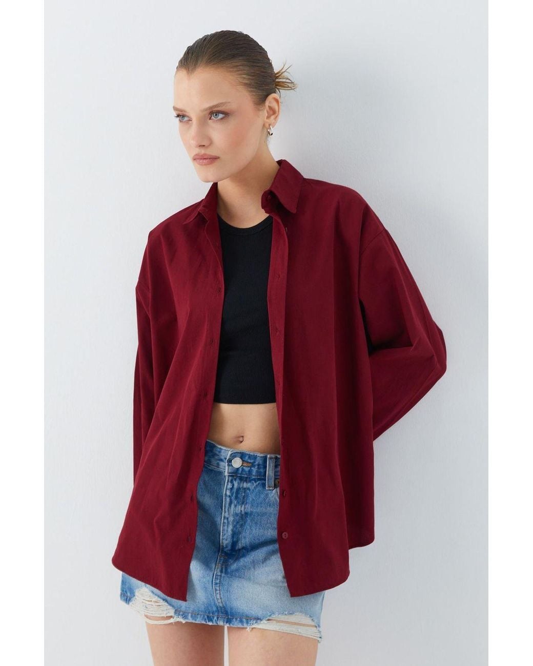 MixRay Red Long Sleeve Cotton Shirt