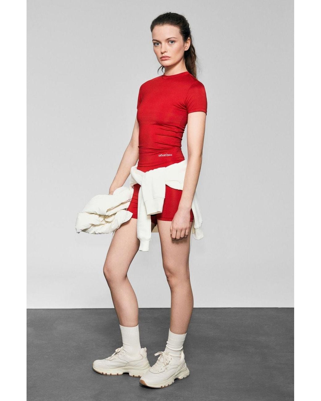 Grimelange Red Straight Fit Crew Neck T-Shirt