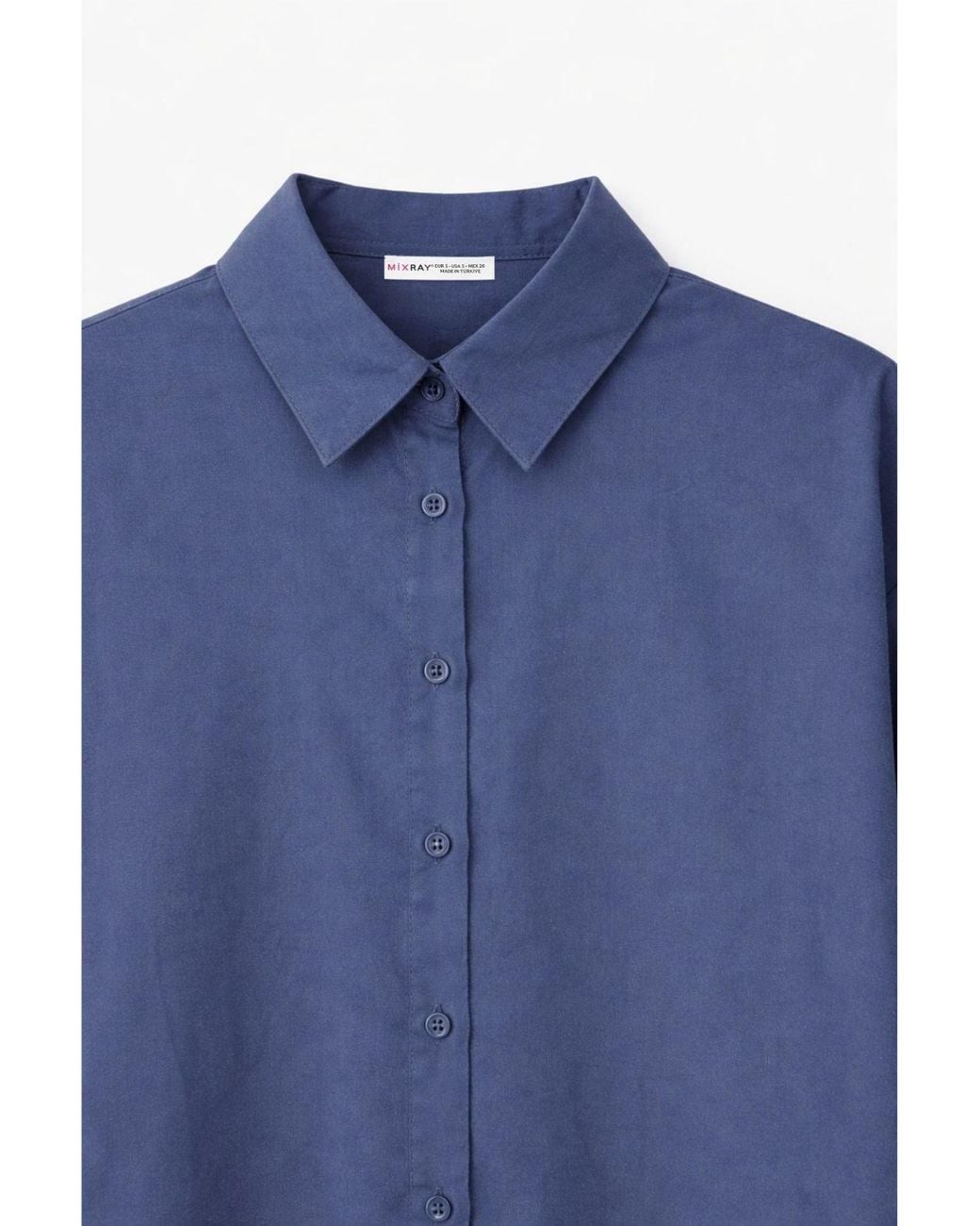 MixRay Blue Long Sleeve Cotton Shirt