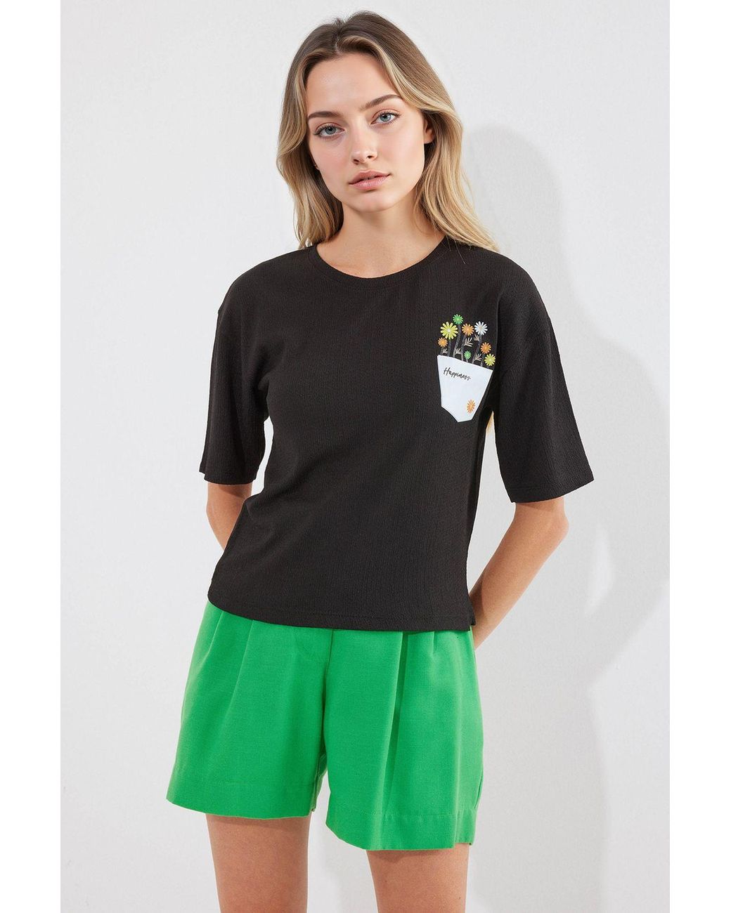 Bigdart Green Embroidered Crew Neck Printed T-Shirt