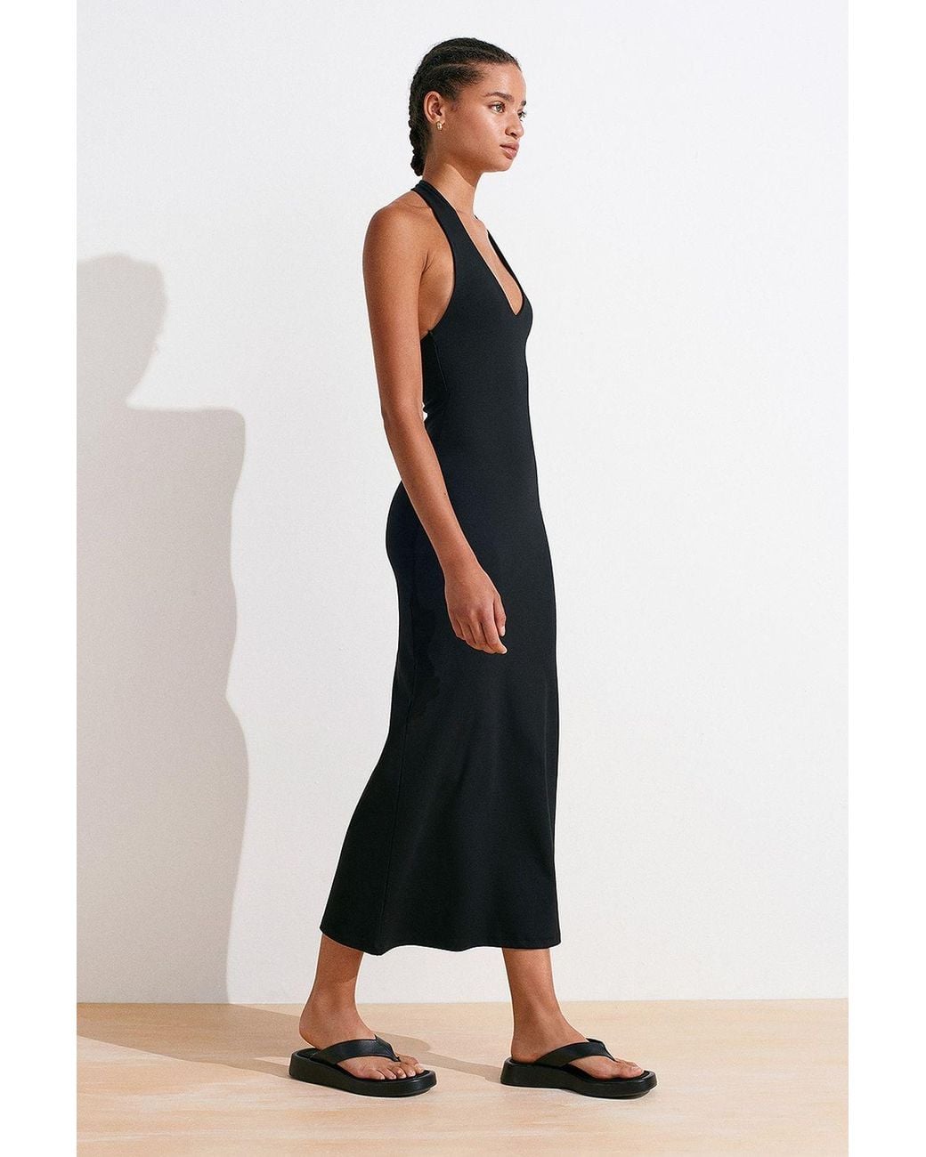 Dilvin Black Halter Neck Bodycon Midi Dress