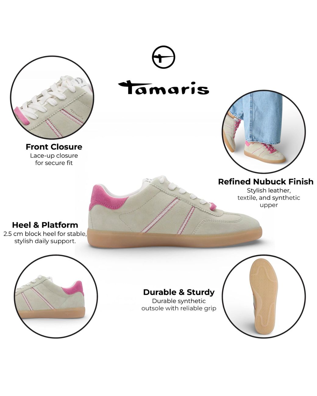 Tamaris Gray Leather Trainers Sneaker Shoes Textile